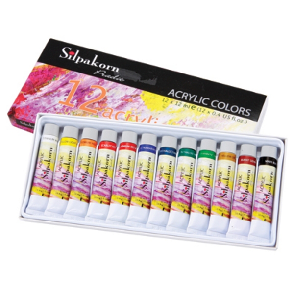 ชุดสีอะคริลิคศิลปากร Silpakorn 12 ml. 12 สี