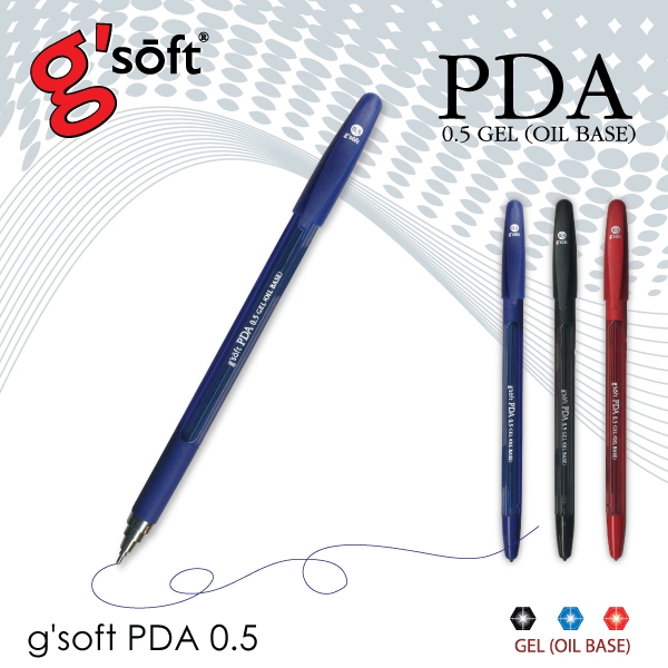 ปากกาลูกลื่นเจล G`Soft  PDA 0.5 (น้ำเงิน,แดง,ดำ)