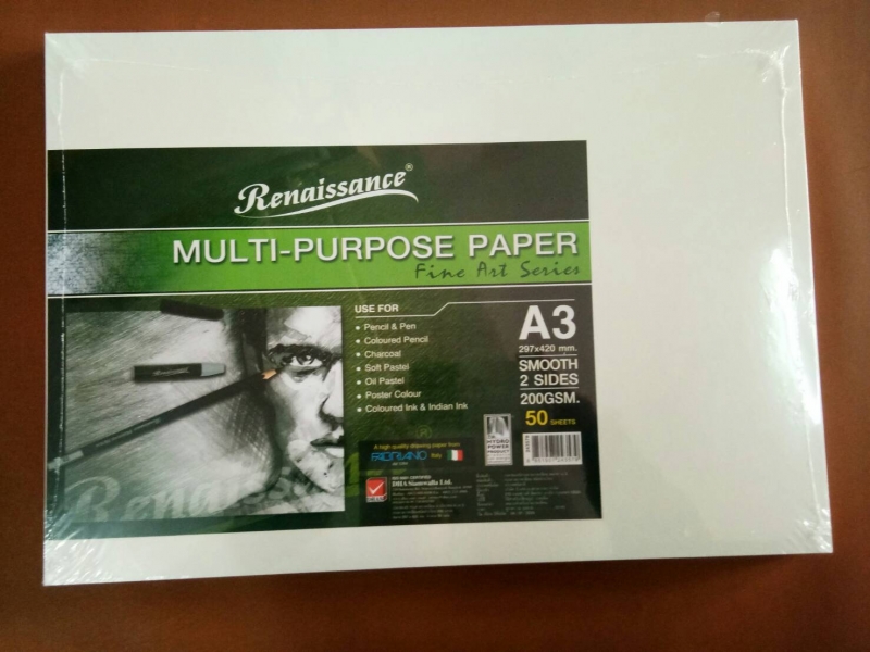 กระดาษวาดเขียน Renaissance t 200 GSM.A3 Smooth 2 Sides No.243579 (จุ 50 แผ่น)