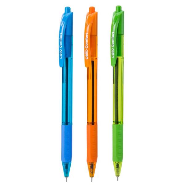 ปากกาลูกลื่น CELLO 0.7 mm. รุ่น Comfort  สีน้ำเงิน ด้ามคละสี