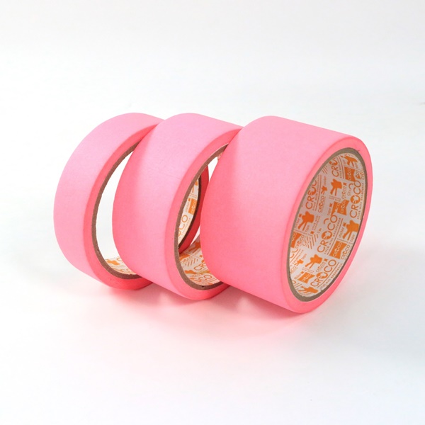เทปกระดาษกาวย่นสีสะท้อนแสง Croco 24 มม.x15 หลา สีชมพู