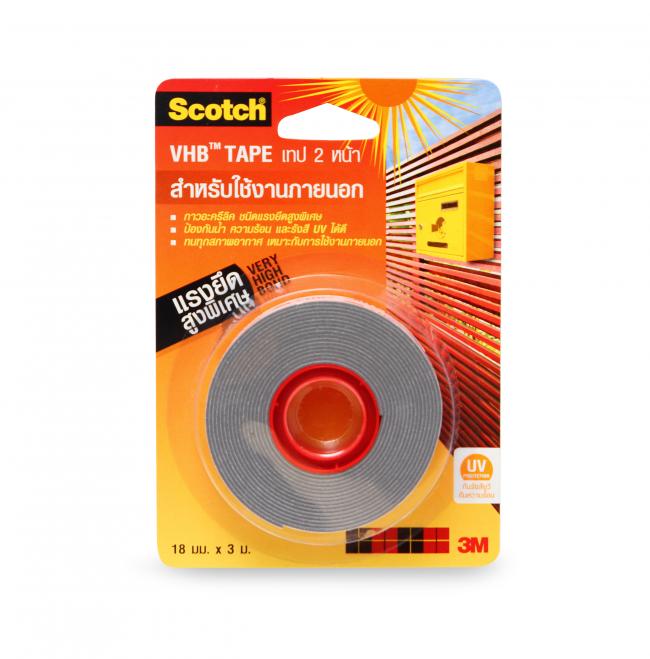 Scotch 3M VHB TAPE 4941 เทปกาวอะครีลิค 2หน้า สำหรับใช้งานภายนอก ขนาด 18mm. x3m.