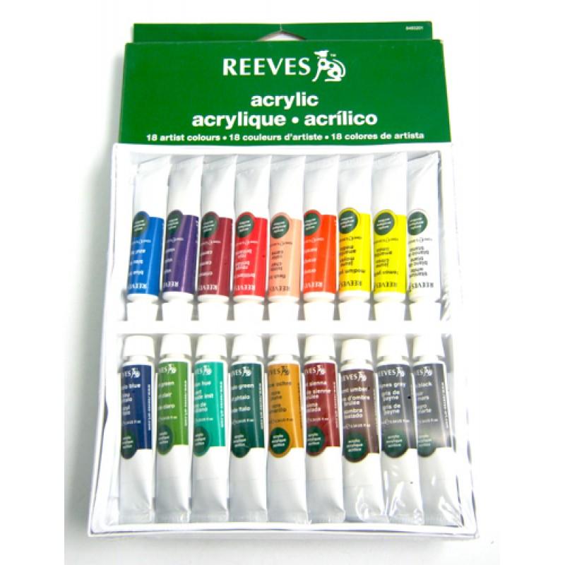 ชุดสีอะคริลิค Acrylic Reeves 18 สี 10ml.