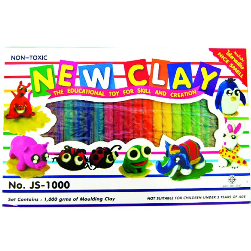 ดินน้ำมันไร้สาร New Clay Non-Toxic 1000 กรัม (24ชิ้น 24สี) JS-1000 Domon