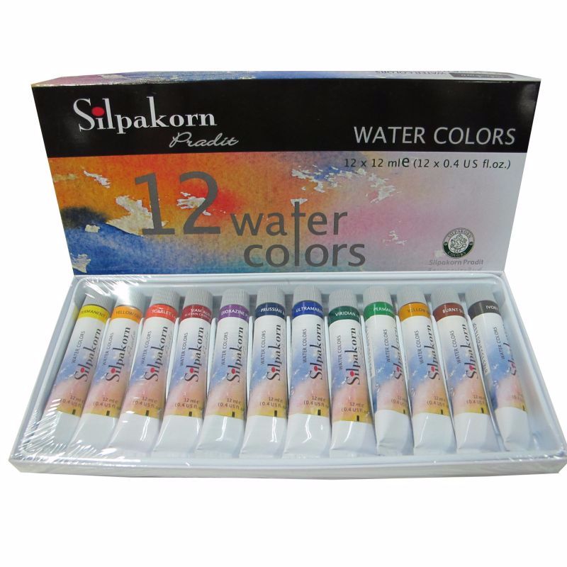 ชุดสีน้ำศิลปากร Silpakorn 12 ml 12 สี