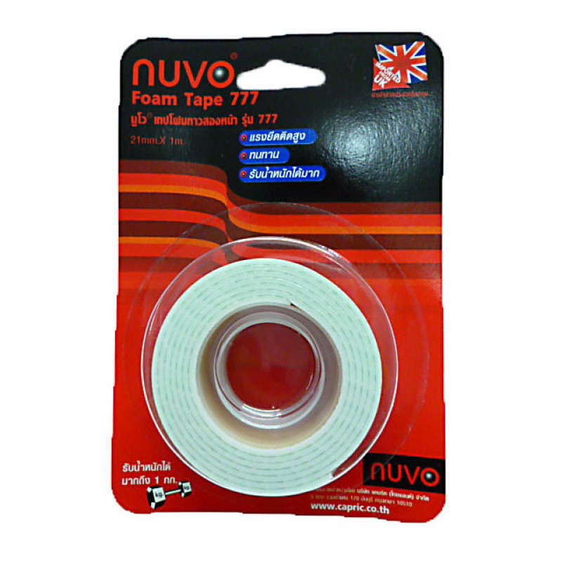 เทปโฟม นูโว NUVO รุ่น777 21 mm. x 1 m. หน้ากว้าง 1.5 mm.สีแดง