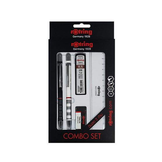 ชุดดินสอกด Rotring Tikky 0.5 (2แท่ง) Combo set + ไส้ดินสอ + ยางลบ +ไม้บรรทัด คละสี