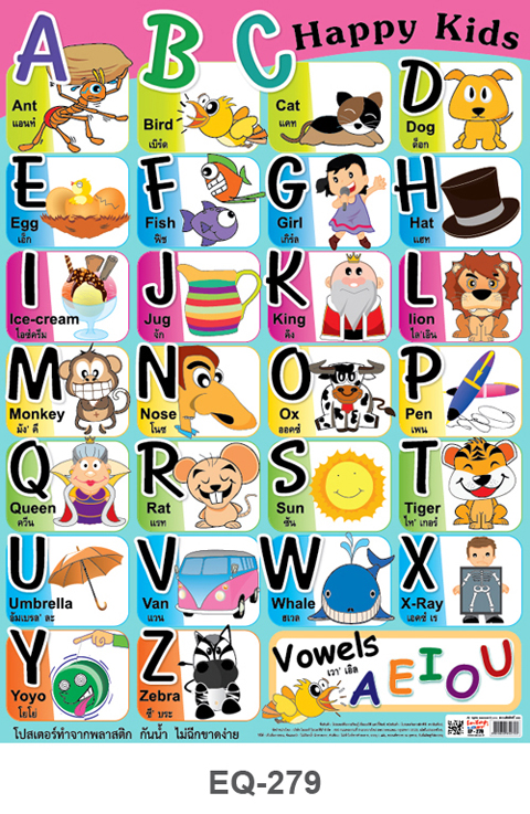 โปสเตอร์กระดาษ OST แบบหัดอ่าน A-Z  EQ-279 ABC Happy Kids (50x70cm.)