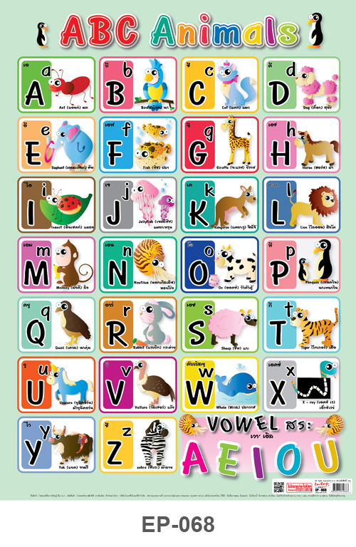 โปสเตอร์พีพี OST ABC Animals A-Z EP-068 (50x70cm.)