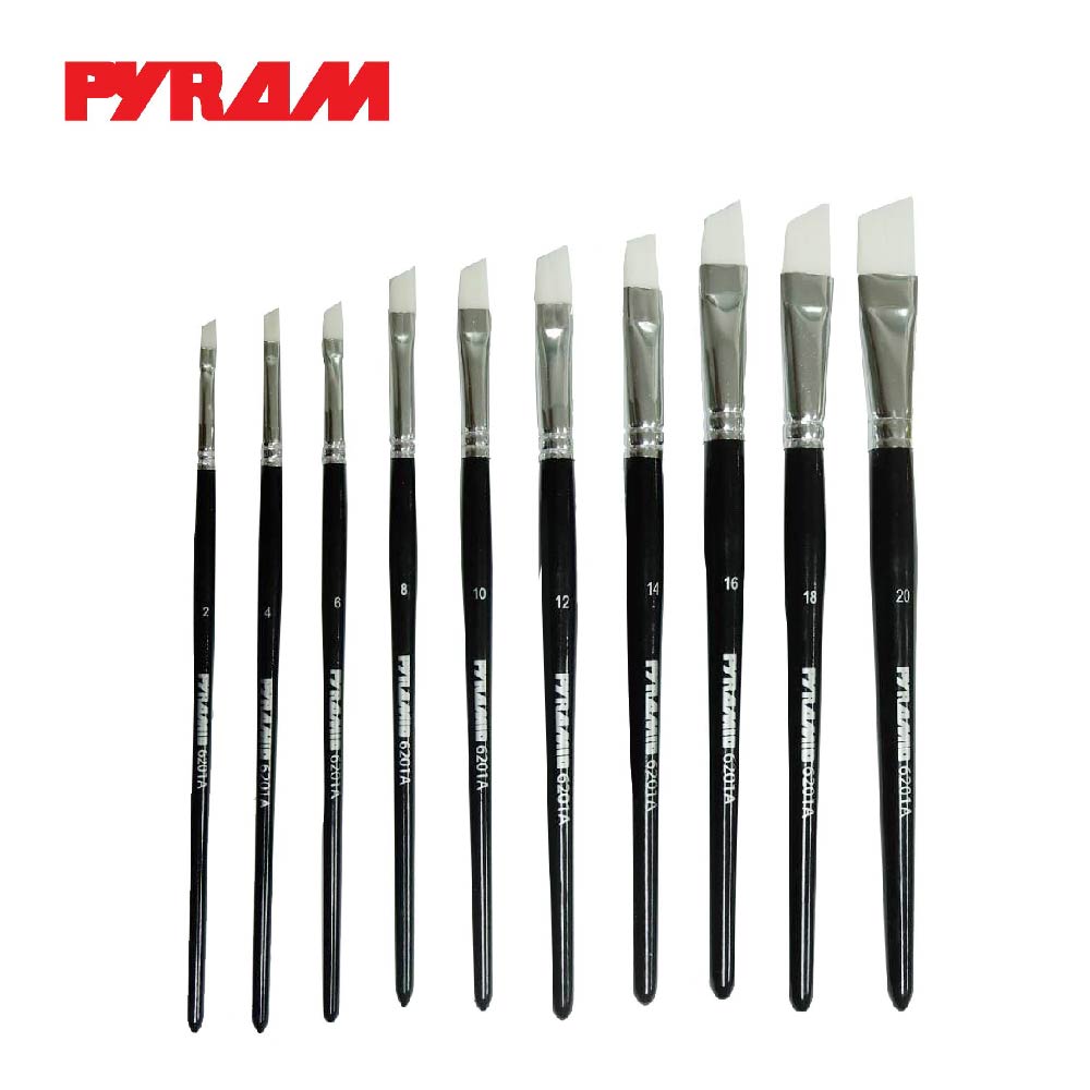 พู่กันตัดเฉียง ขนขาว Pyramid 6201A No.4