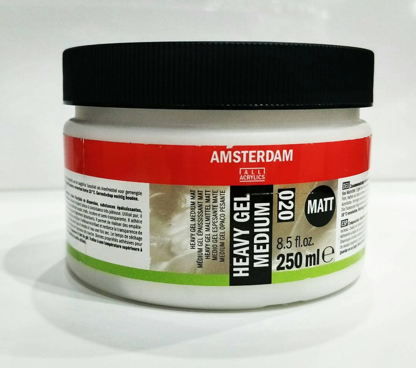 สื่อผสม AMSTERDAM  HEAVY GEL MEDIUM MATT No.020  250 ml. (คุณสมบัติด้าน)