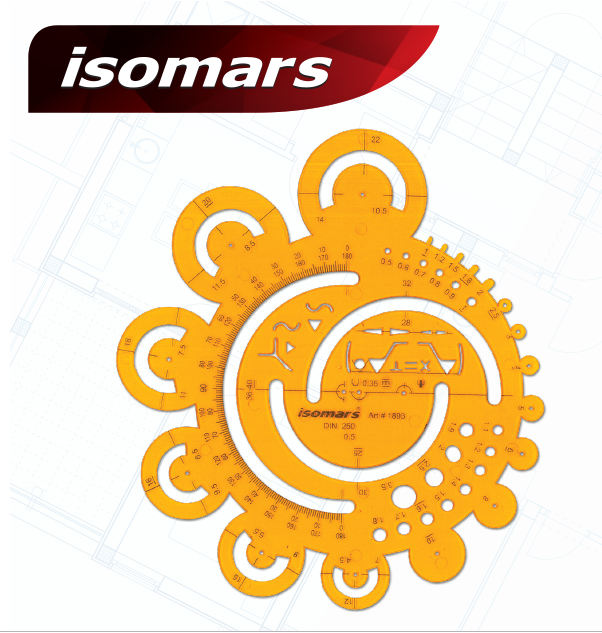 แผ่นเทมเพลรัศมี isomars ism-1893 ขนาด 160x140 mm.