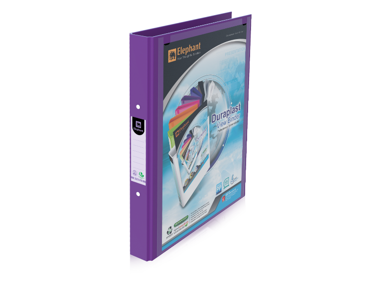แฟ้มตราช้าง 2 ห่วง ปกดูราพลาส 221VB A4 วิวบายเดอร์ สีม่วง